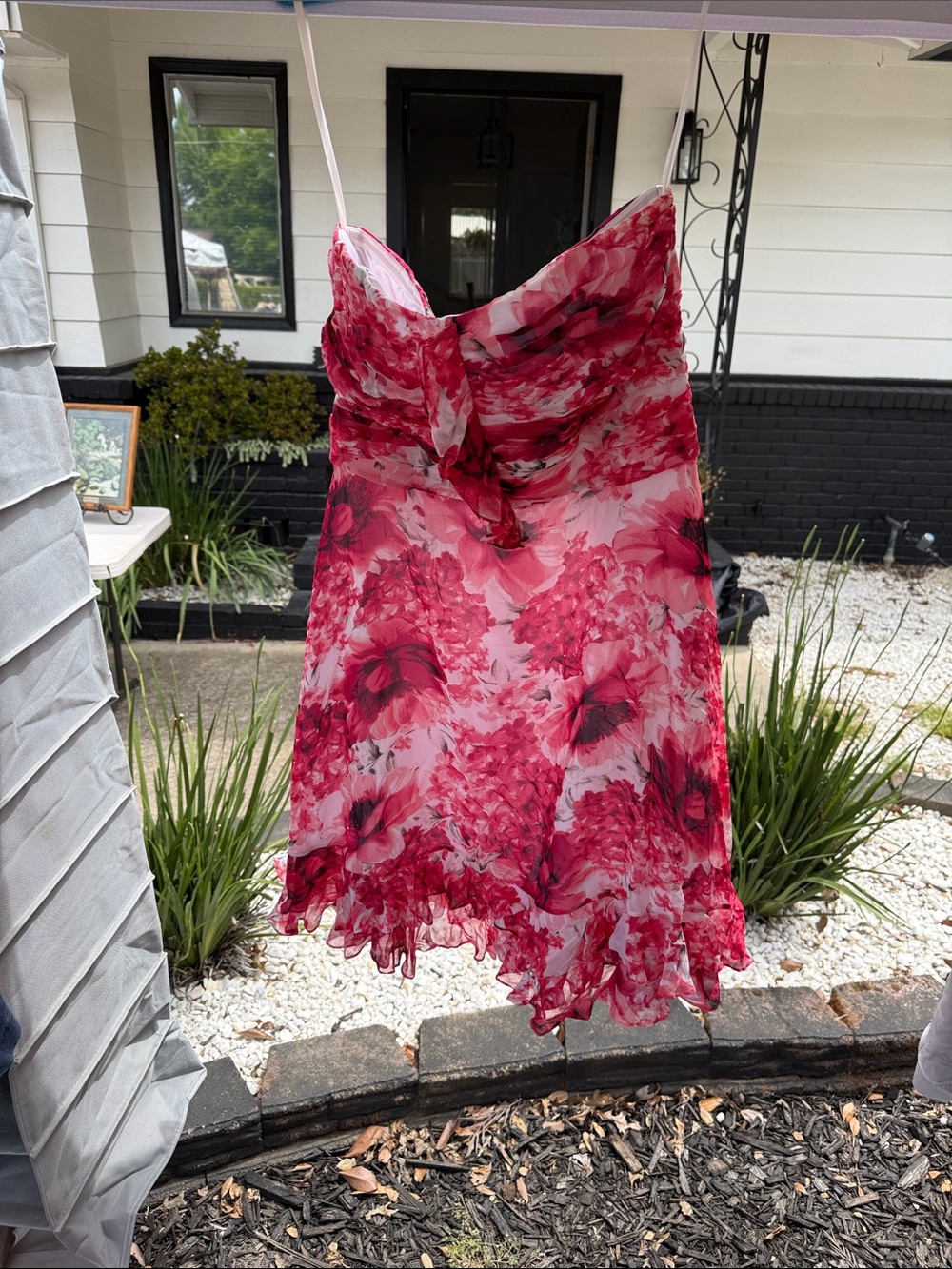 White House Black Market Pink and White Floral Slip Dress